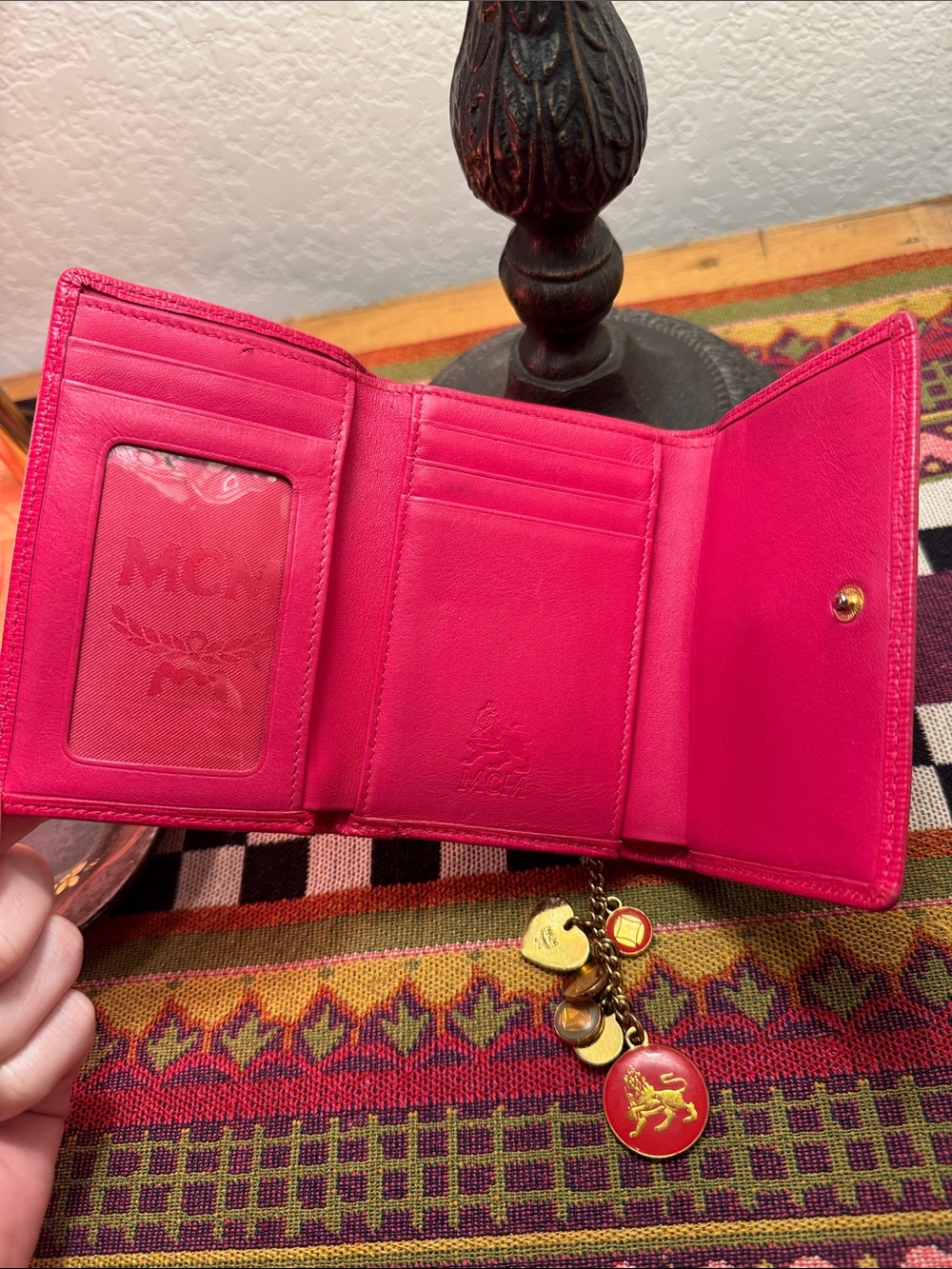MCM Hot Pink Leather Continental Wallet with Gold Hardware - Picture 6 of 9